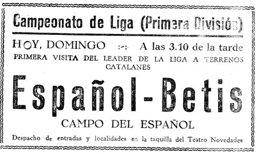 Cartel anunciador Español Betis. 1935